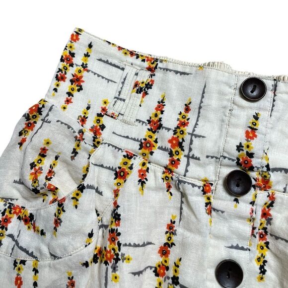 We The Free People Floral Button-Up Skirt Cream Size Medium - Picture 4 of 6
